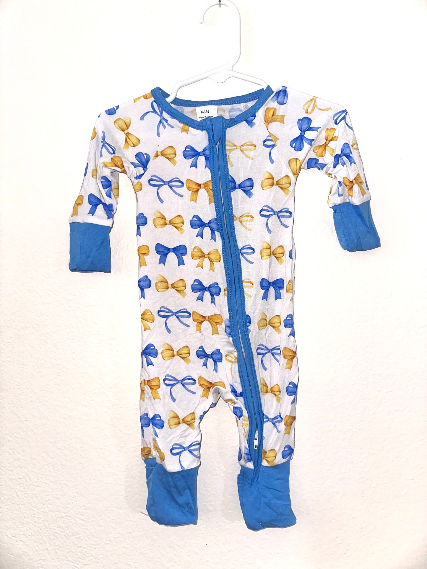 Down Syndrome Colored Bows One Piece Bamboo Sleeper