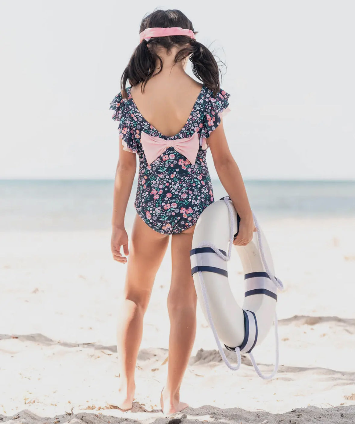 Moonlit Meadow Floral Ruffle Sleeve One Piece Swimsuit