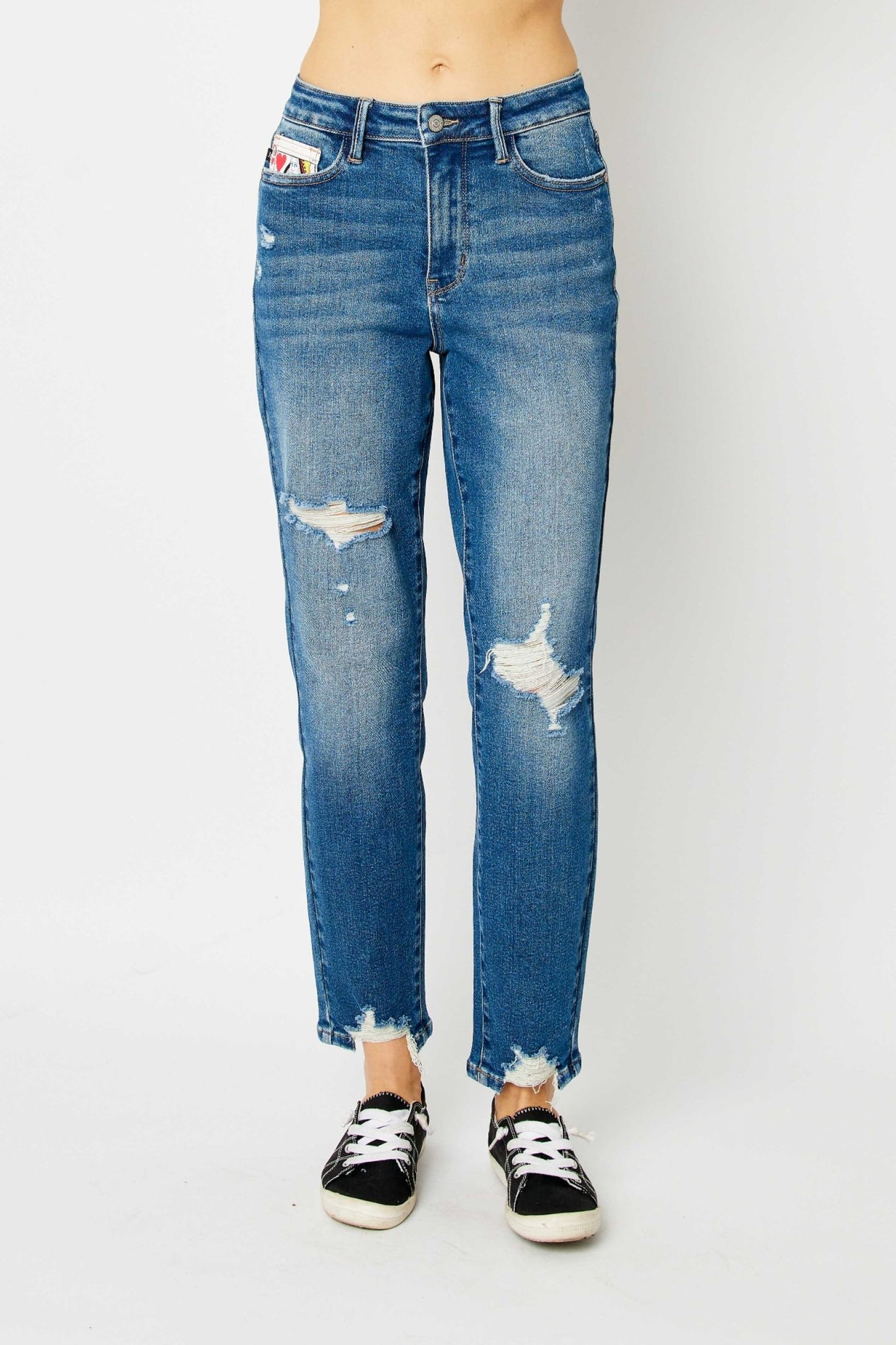 Judy Blue Queen of Hearts Relaxed Boyfriend Jean