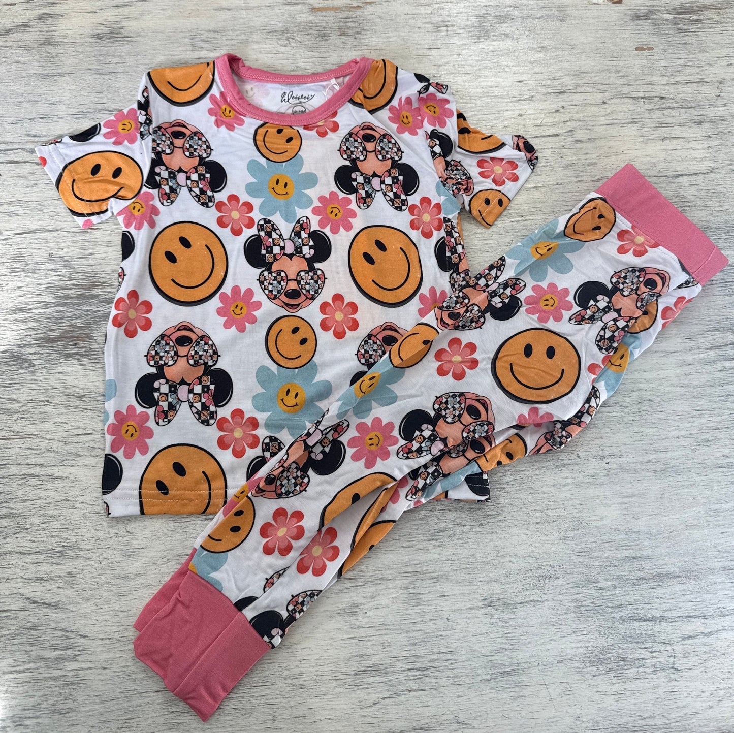 Mouse flower power bamboo 2 piece pants set