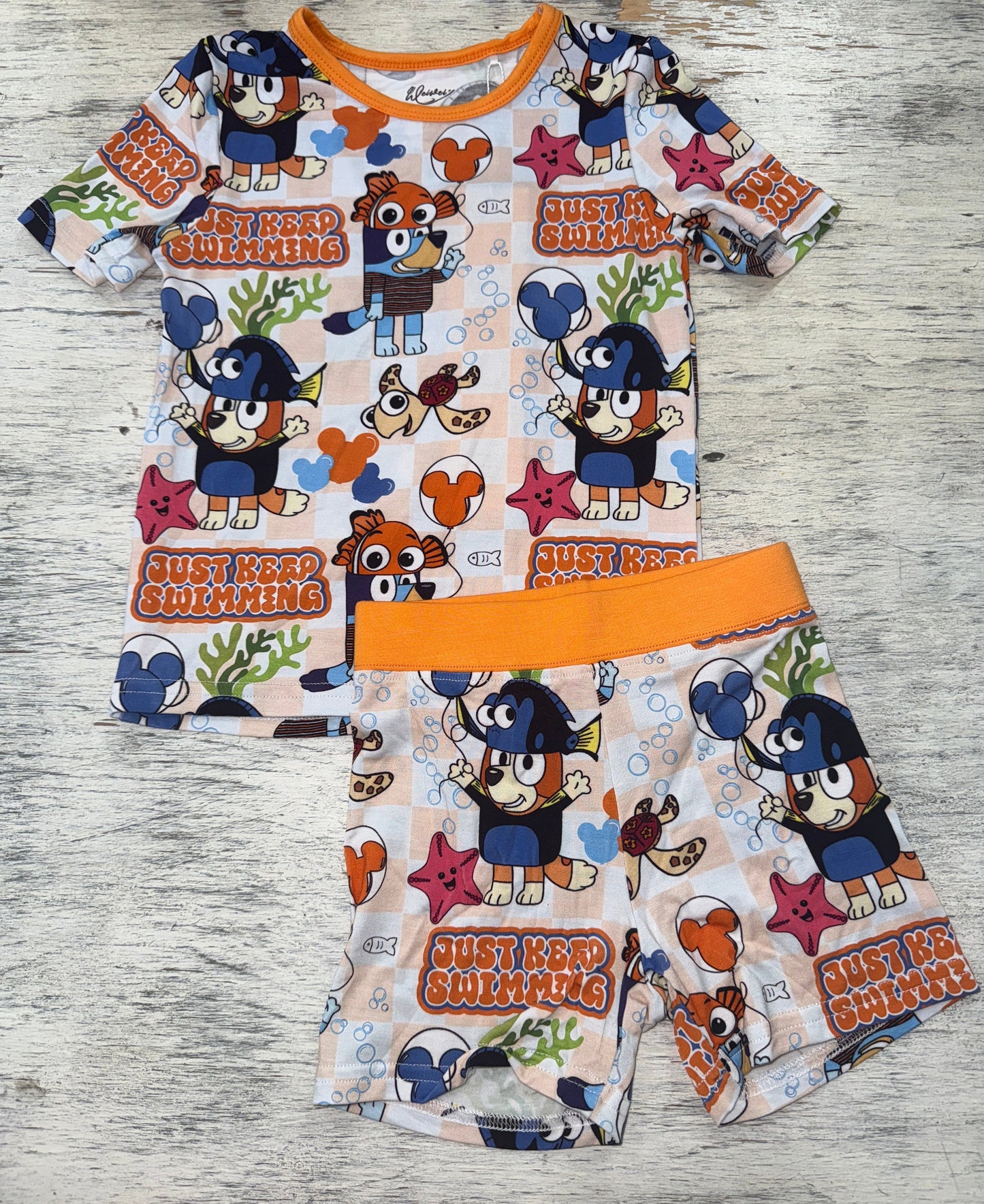 Just keep swimming bamboo 2 piece set