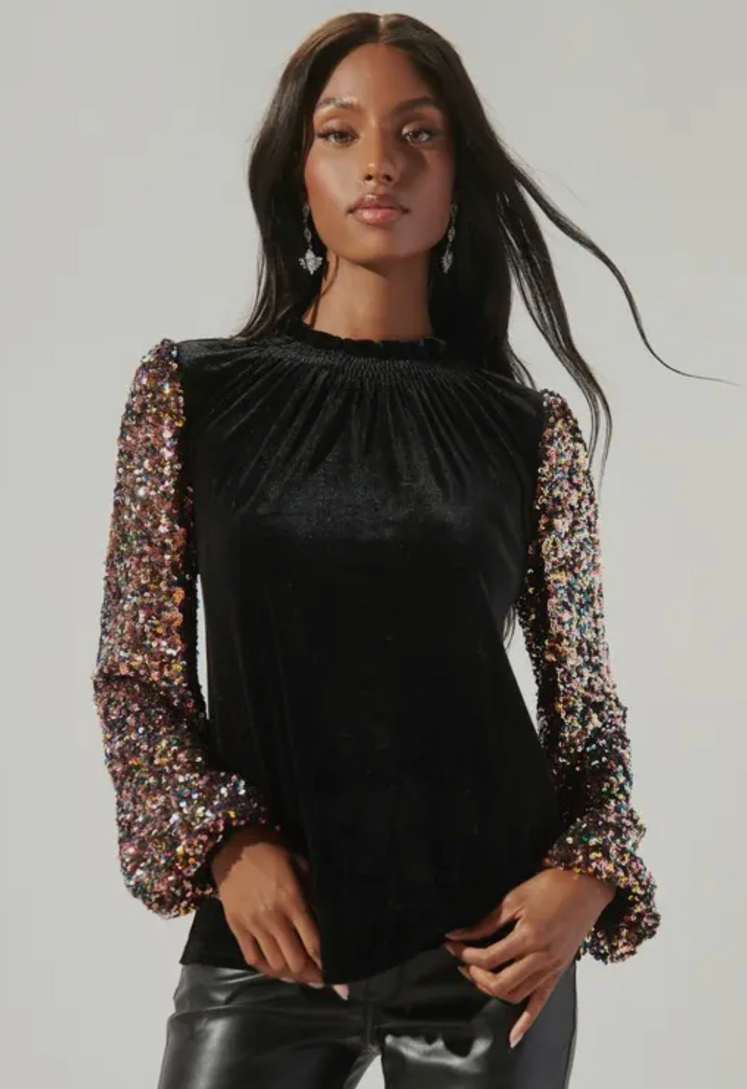 Velvet Mock Neck Top