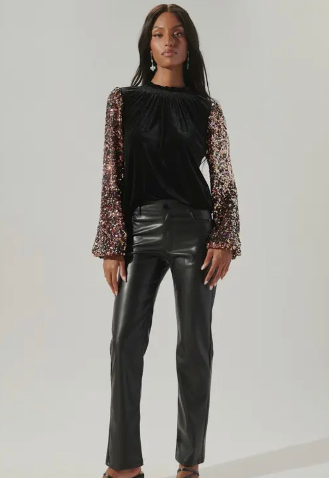 Velvet Mock Neck Top
