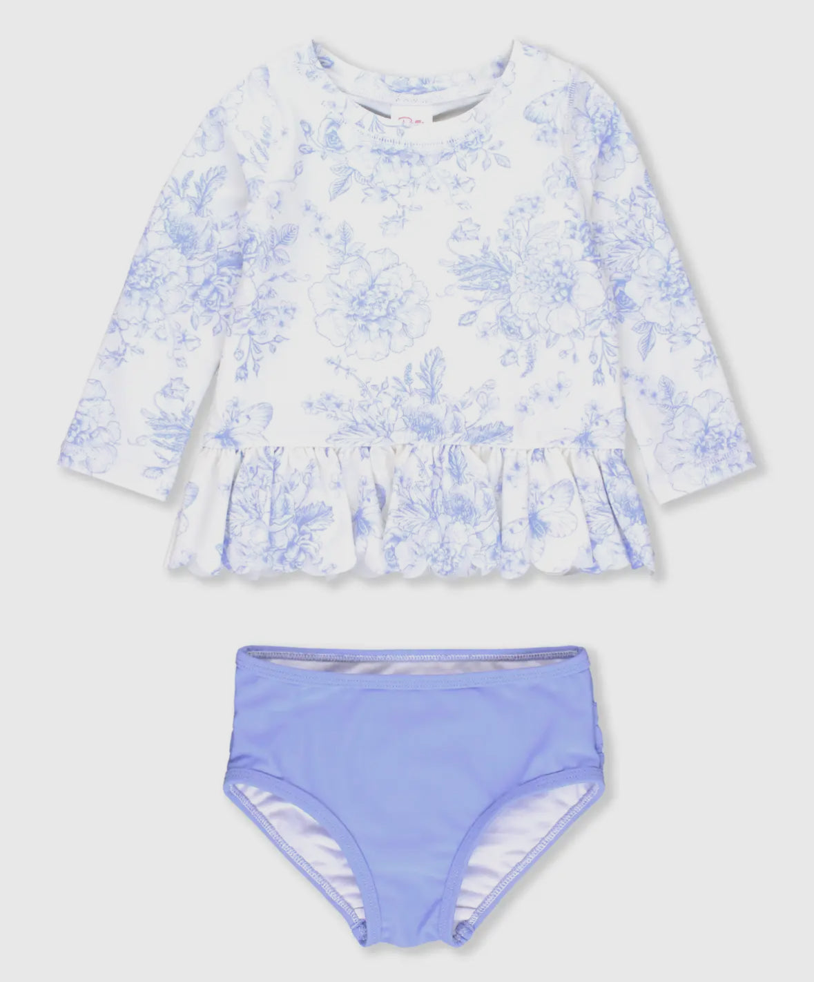 Periwinkle Butterfly Garden Long Sleeve Rash Guard Bikini