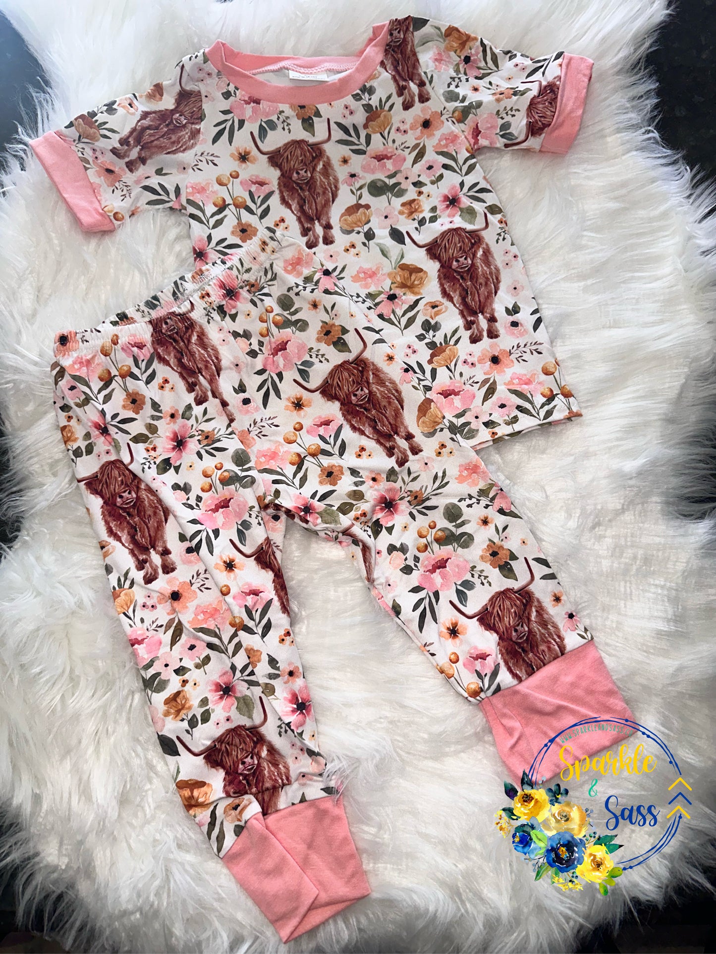 Highland Cow Floral Youth PJ’s