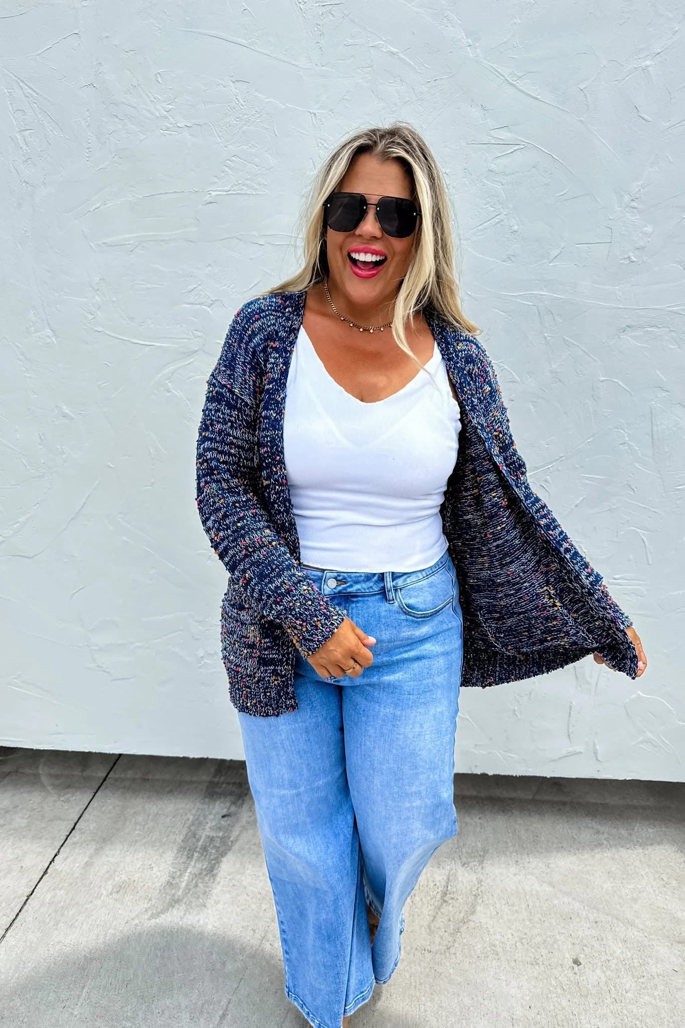 Navy Polka Dot Cardigan