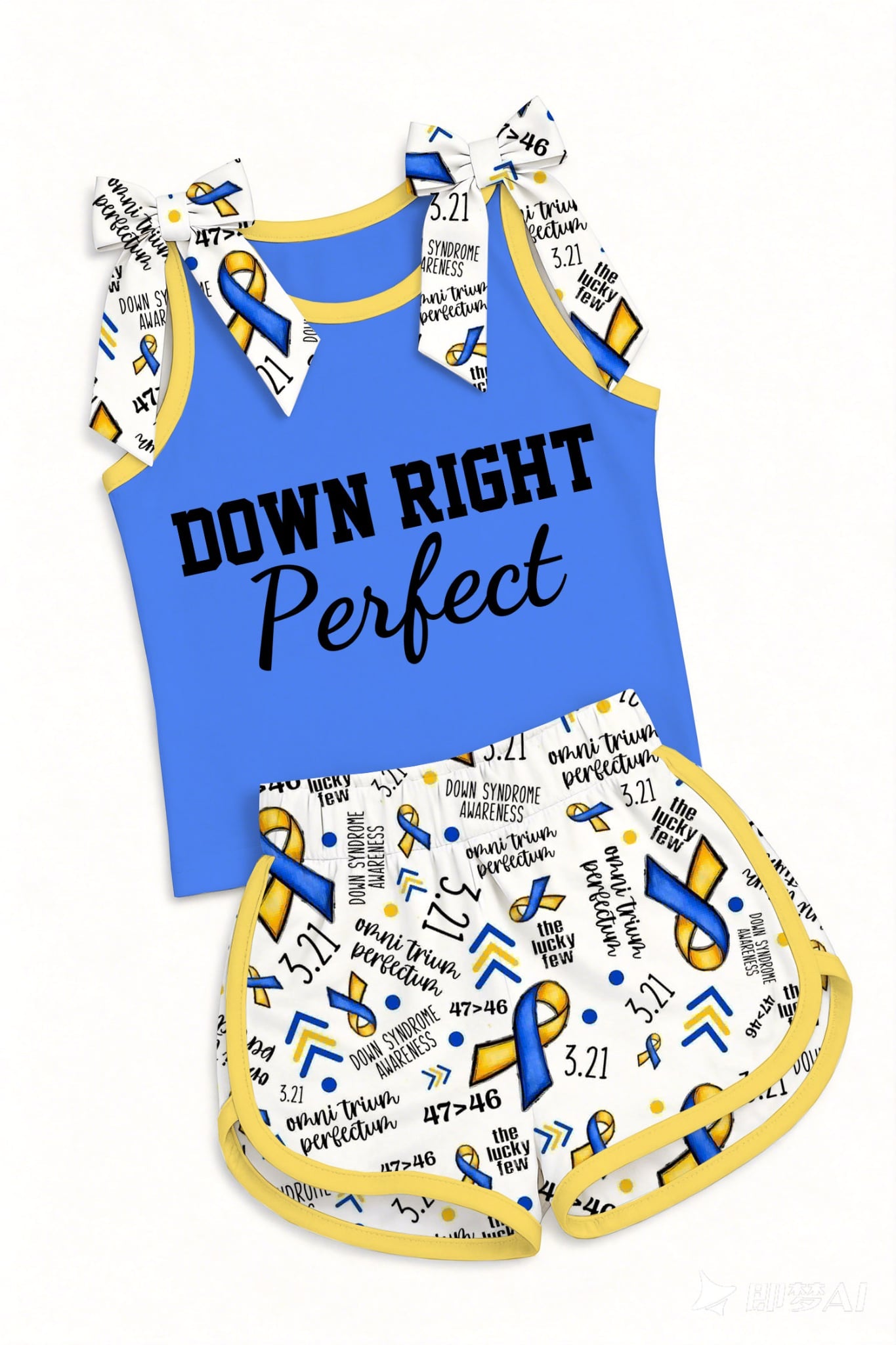 Down Syndrome Down Right Perfect Cheer Shorts Set SHIPS Sept 10