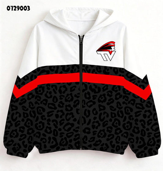 Tusky Valley Trojans Black Leopard Full Zip Jacket-Ships Oct 1
