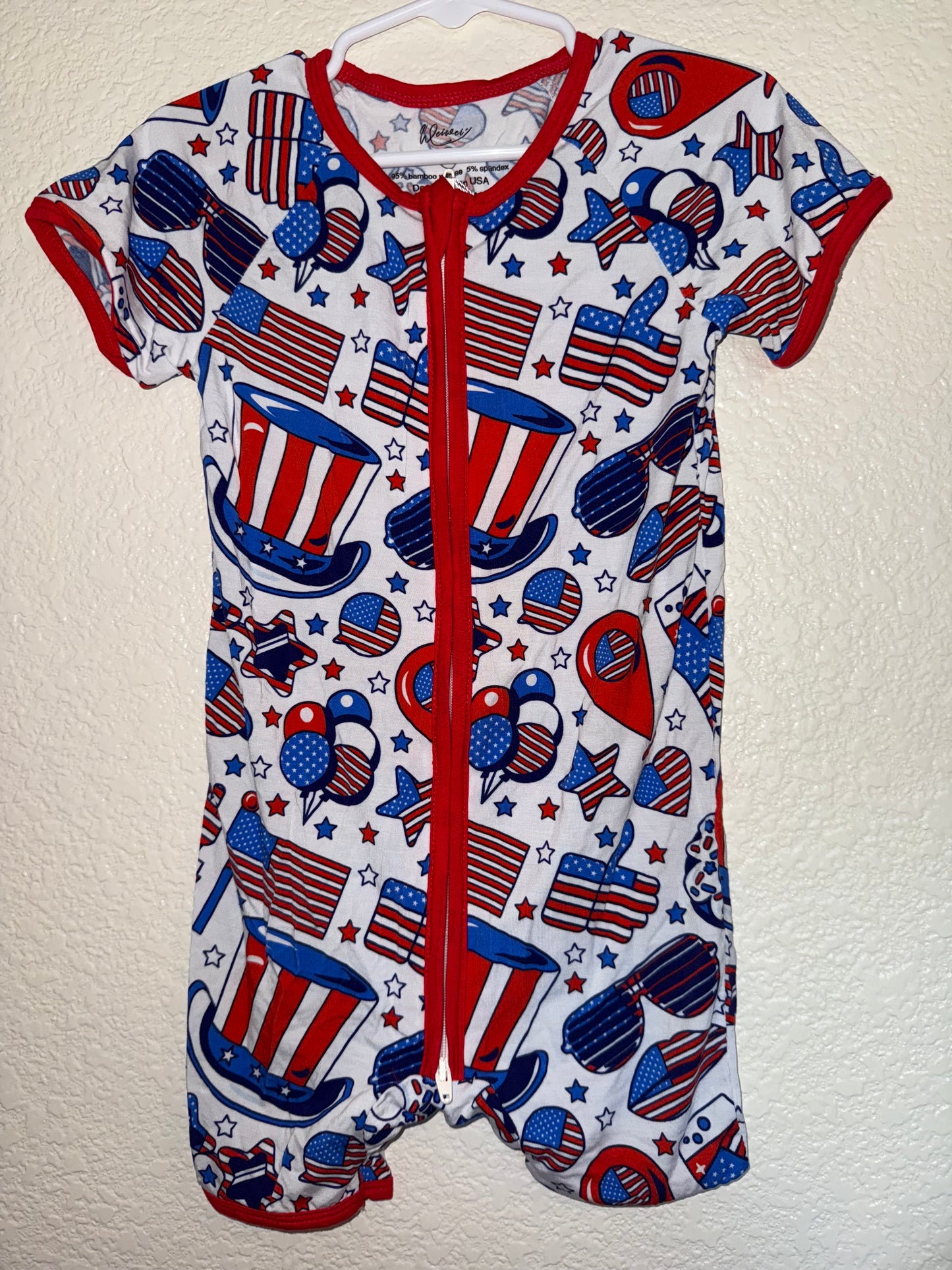 3T 4th of July Bamboo Shorts Romper