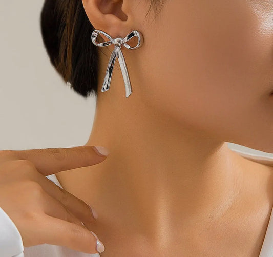 Silver Bow Earrings