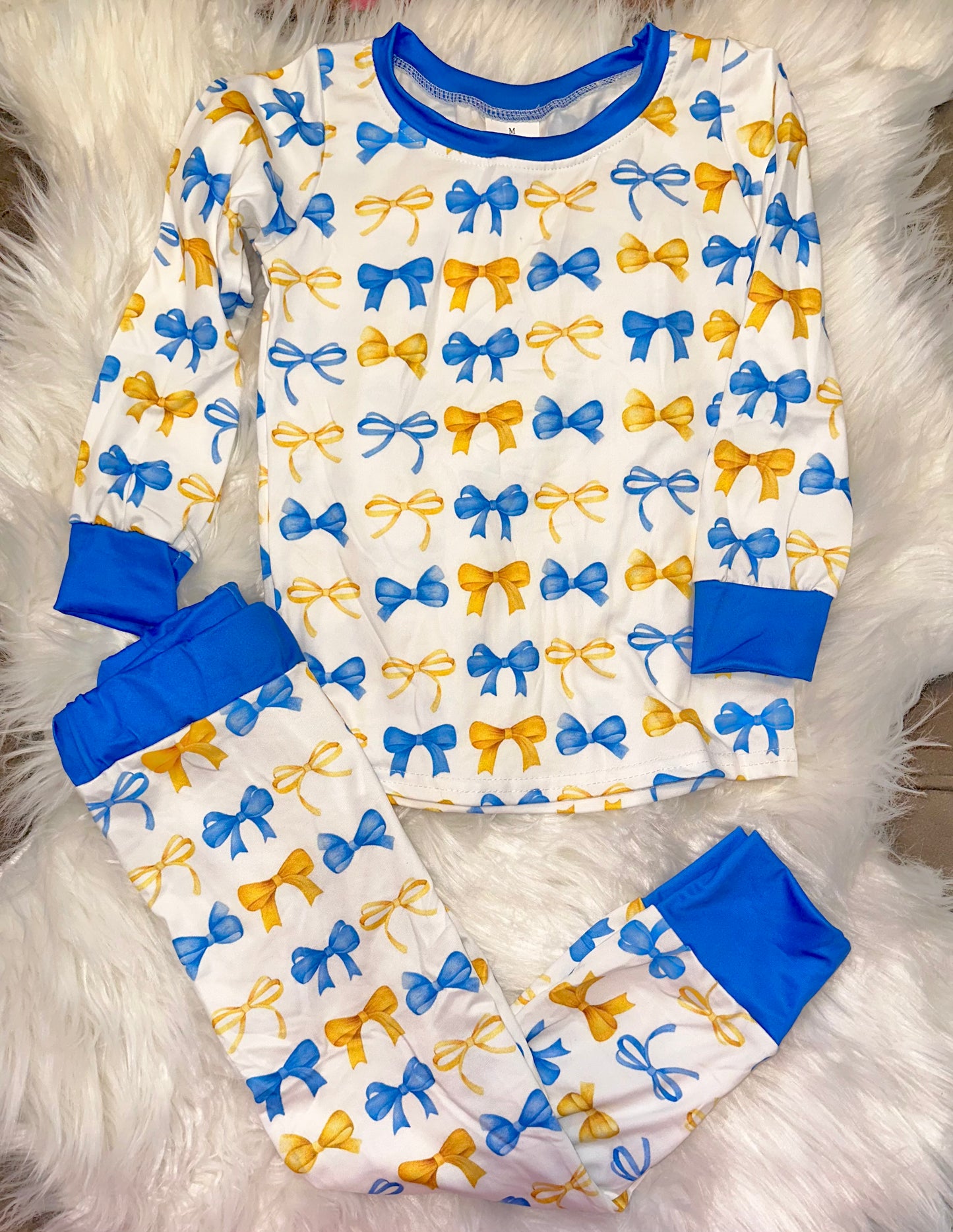 Youth Blue & Yellow Bow PJs