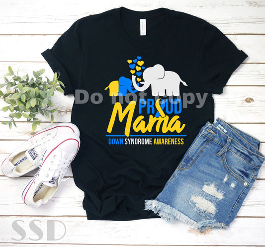 Proud Mama Elephant Down Syndrome Graphic Tee Sweatshirt