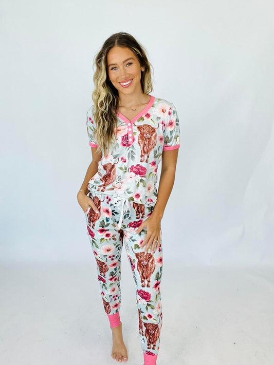 Highland Cow Floral Lounge Pjs