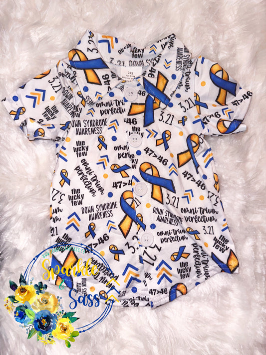 Down Syndrome Montage Button Up