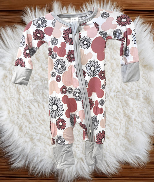 Mouse Floral One Piece Bamboo Sleeper