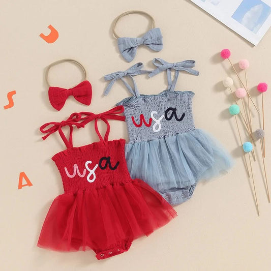 Red USA 4th of July Romper