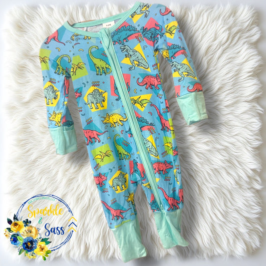 Neon Dinosaurs One Piece Bamboo Sleeper