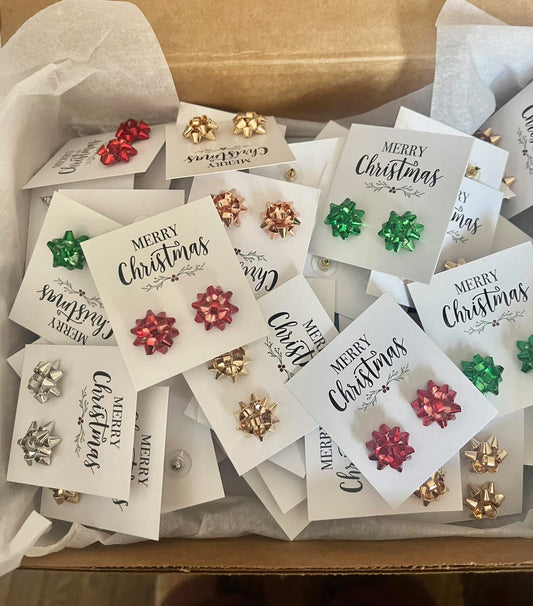 Christmas Gift Bow Earrings