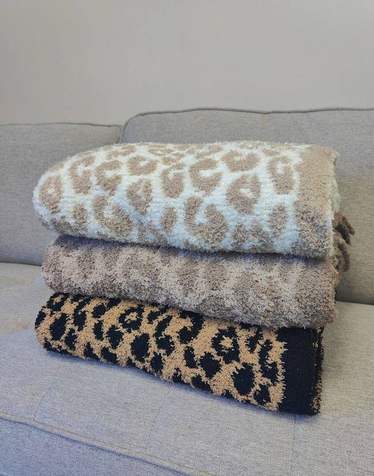 Leopard Ultra Soft 50"x60" Throw Blanket: Beige